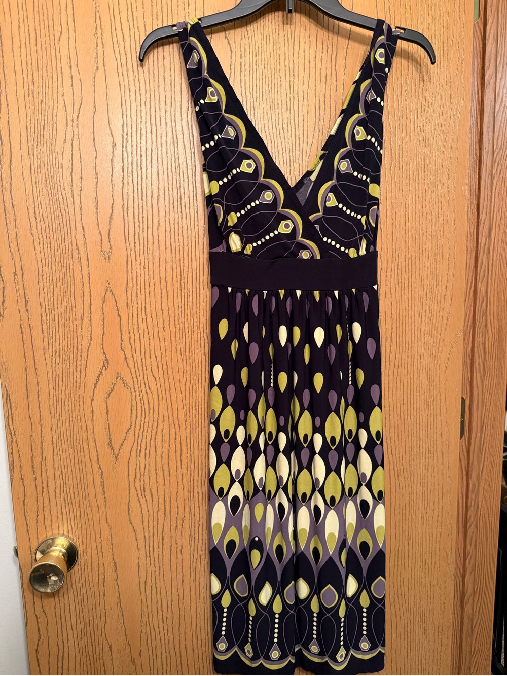 Connected Apparel size 14 black, yellow, and purple dress